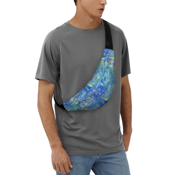 Easygdp Peacock Fanny Pack for Men Women,Fashion Waist Packs,Travel Hiking Chest Bag Daypack