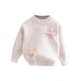 thumbnail image 2 of Cowsor Girl Printed Sweater, Girls Winter Sweaters Long Sleeve Knitted Warm Pullover Tops for Kids, 2 of 6