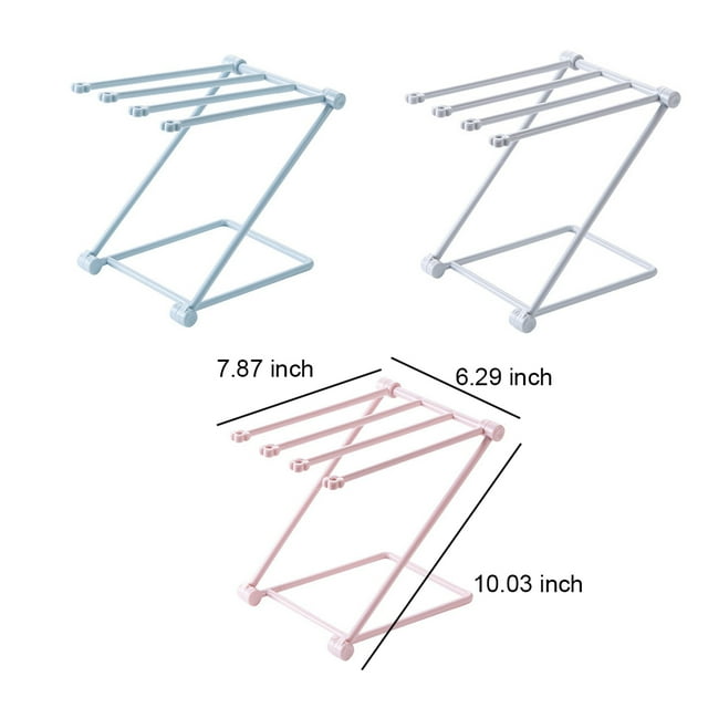 mmirethe Durable Towel Organizer Good Air Circulation Non-toxic Light Self Weight Space-saving 4 Towels Simultaneously Foldable Grey 1Set