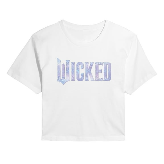 Wicked: Part 2 -  Sparkle Logo - Juniors Cropped Short Sleeve Graphic T-Shirt