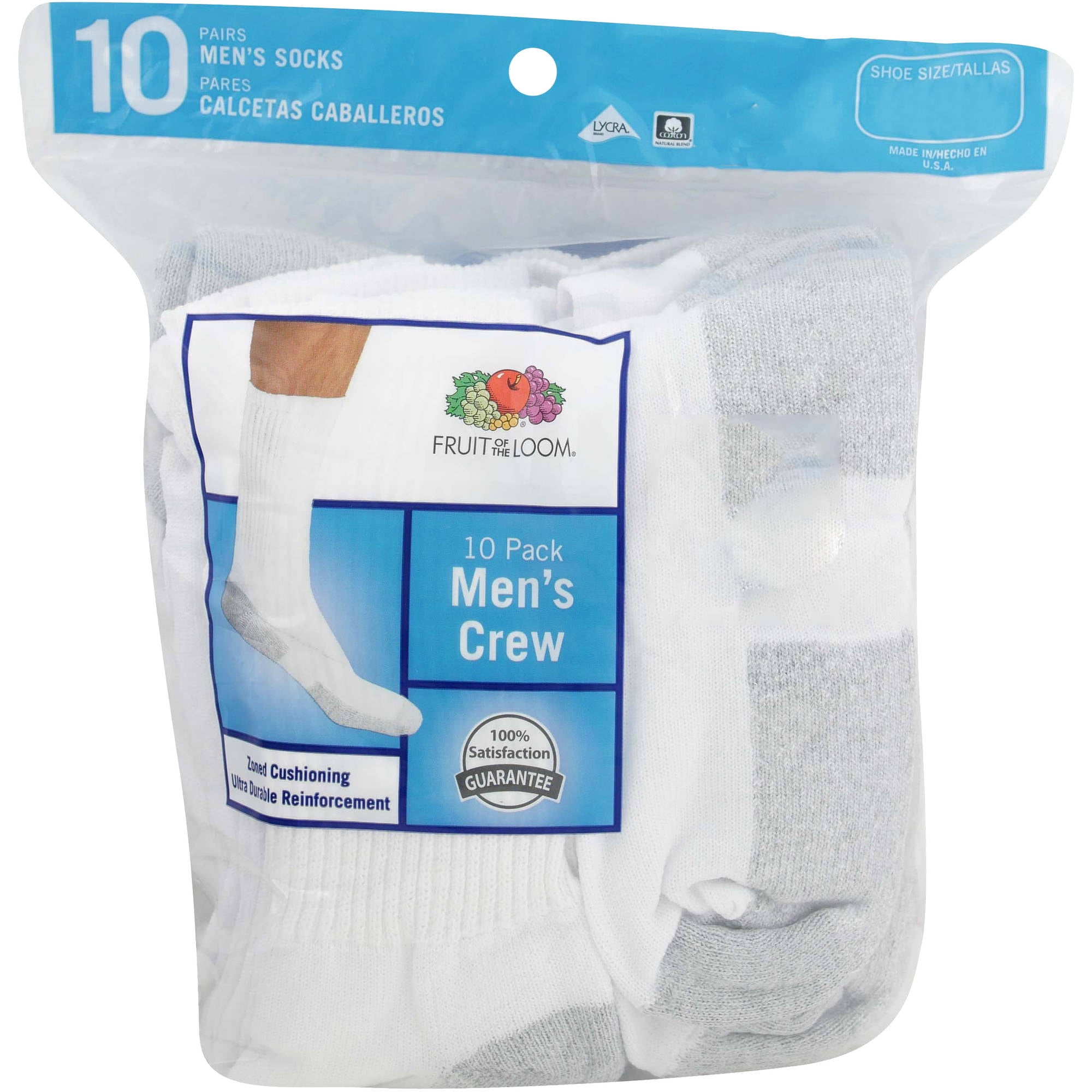 Fruit Of The Loom Men S Crew Socks 10 Pack