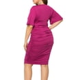 thumbnail image 4 of DYMADE Womens Plus Size Ladies Office Dresses Half Sleeve V-Neck Pleated Slim Fit Sexy Bodycon Dress, 4 of 4