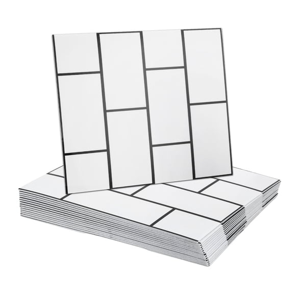 Uxcell 15Pcs Peel and Stick Marble Tiles, Waterproof Wall Panel Backsplash, 12"x12" Peel and Stick Shower Tiles for Bathroom, White Brick Design