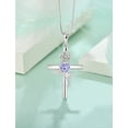 thumbnail image 3 of VESITIM Cross Pendant Necklace Sterling Silver Infinite Rose Flower Necklace Women Faith Jewelry Gift with June Birthstone Created Alexandrite, 3 of 7