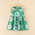 thumbnail image 2 of CAICJ98 Toddler Baby Girl Dress Kids Summer Outfit Casual Cartoon Round Neck A-Line Beach Dresses for Little Girls Green,12-18 Months, 2 of 5