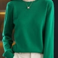thumbnail image 6 of Gyexs Turtleneck Tops for Women Casual Long Sleeve Crewneck Pullover Tops Warm Soft Wool Seamless Pullover Fall Winter Outfits, Green, Size L, 6 of 7