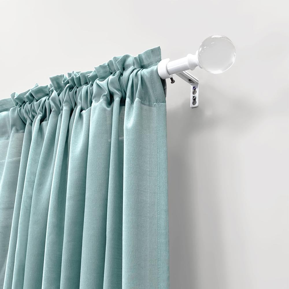 Lumi 3/4" Acrylic Ball Single Curtain Rod Set, White, 36"-66"