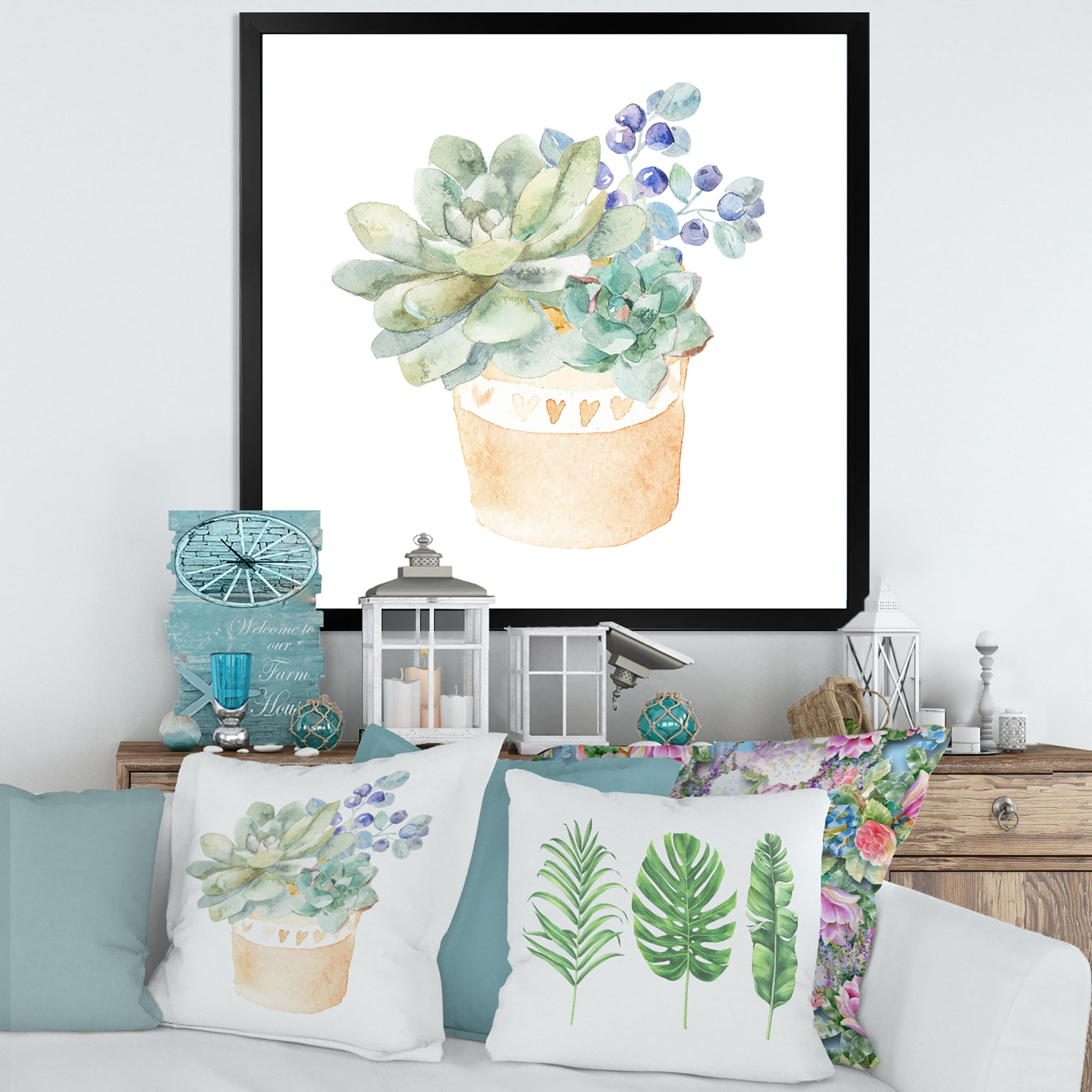 Designart 'Succulent Flower In Terracotta Clypot II' Traditional Framed Art Print