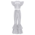 thumbnail image 6 of iiniim Girls Sequin Dance Outfit Hip Hop Jazz Crop Top and Pants Stage Performance Silver 12, 6 of 7