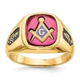thumbnail image 1 of 14K Yellow Gold Men's Synthetic Ruby Masonic Ring, 1 of 2