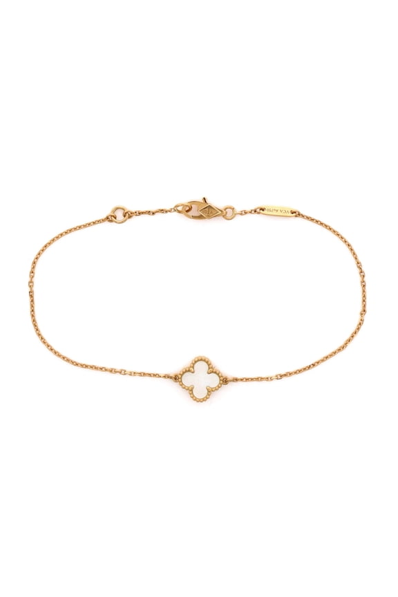 Pre-Owned Sweet Alhambra Bracelet 18K Yellow Gold and Mother of Pearl By Rebag