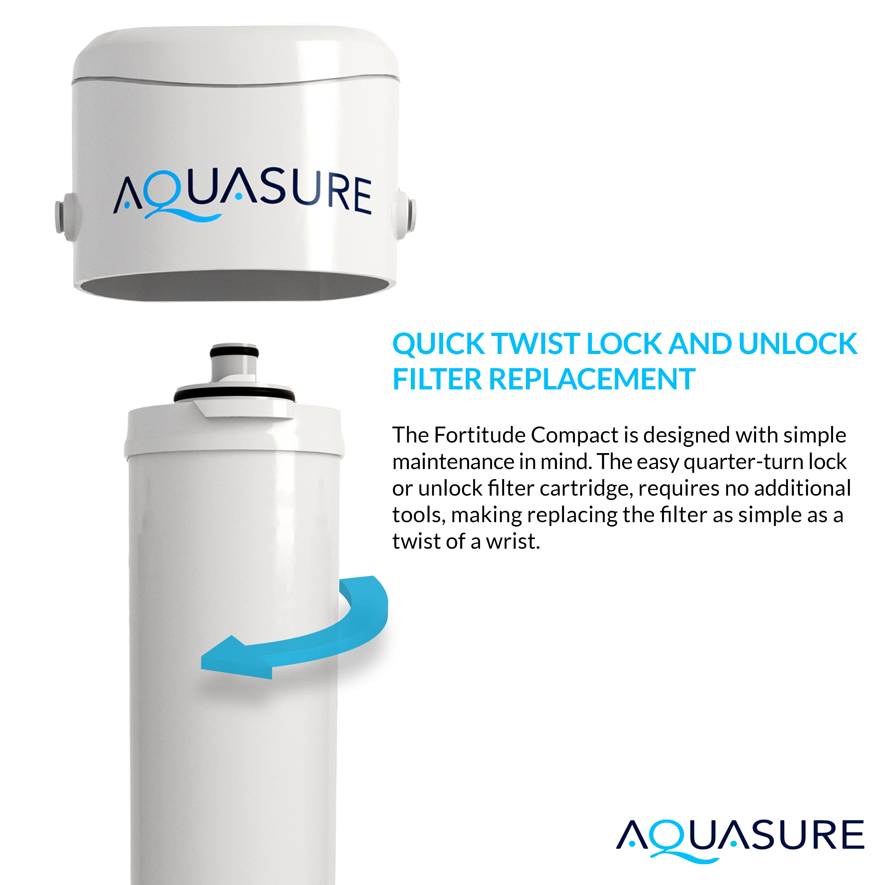 Fortitude Compact Under The Sink Multi-Purpose Water Filtration System with Carbon/KDF and Siliphos Scale inhibiting Media for Reducing Chlorine, Lead, Chemicals, Taste, Odors, and Scale