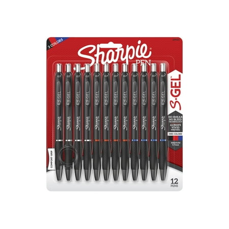 Photo 1 of Sharpie S-Gel - Rollerball pen - black, red, blue - gel ink - 0.7 mm - medium - retractable (pack of 12)