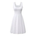 thumbnail image 1 of Innerwin Robe d'Été de Plage Col Rond Femme Robes Midi Fête Couleur Unie Robe Longue Blanche m, 1 of 3