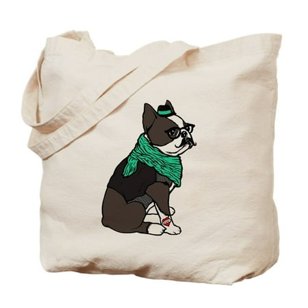 Canvas Large Boston Bag - CafePress - Hipster Boston Terrier - Natural Canvas Tote Bag, Cloth Shopping Bag