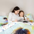 thumbnail image 4 of Castle Fairy Artistic Rainbow Girl Twin Comforter Sets 2pcs,Whimsical Pastel Print Bedding Set,Pink Blue Yellow,1 Comforter and 1 Pillowcase, 4 of 6