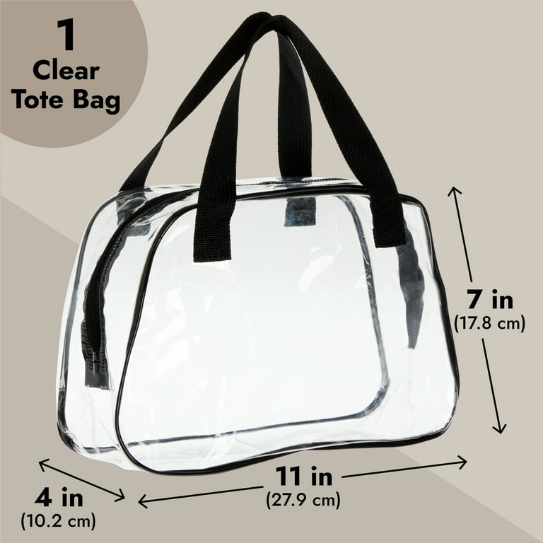 Stadium Approved Clear Tote Handbag with Handles, Large Plastic Bag with  Zipper for Concerts (11x4x7 In)