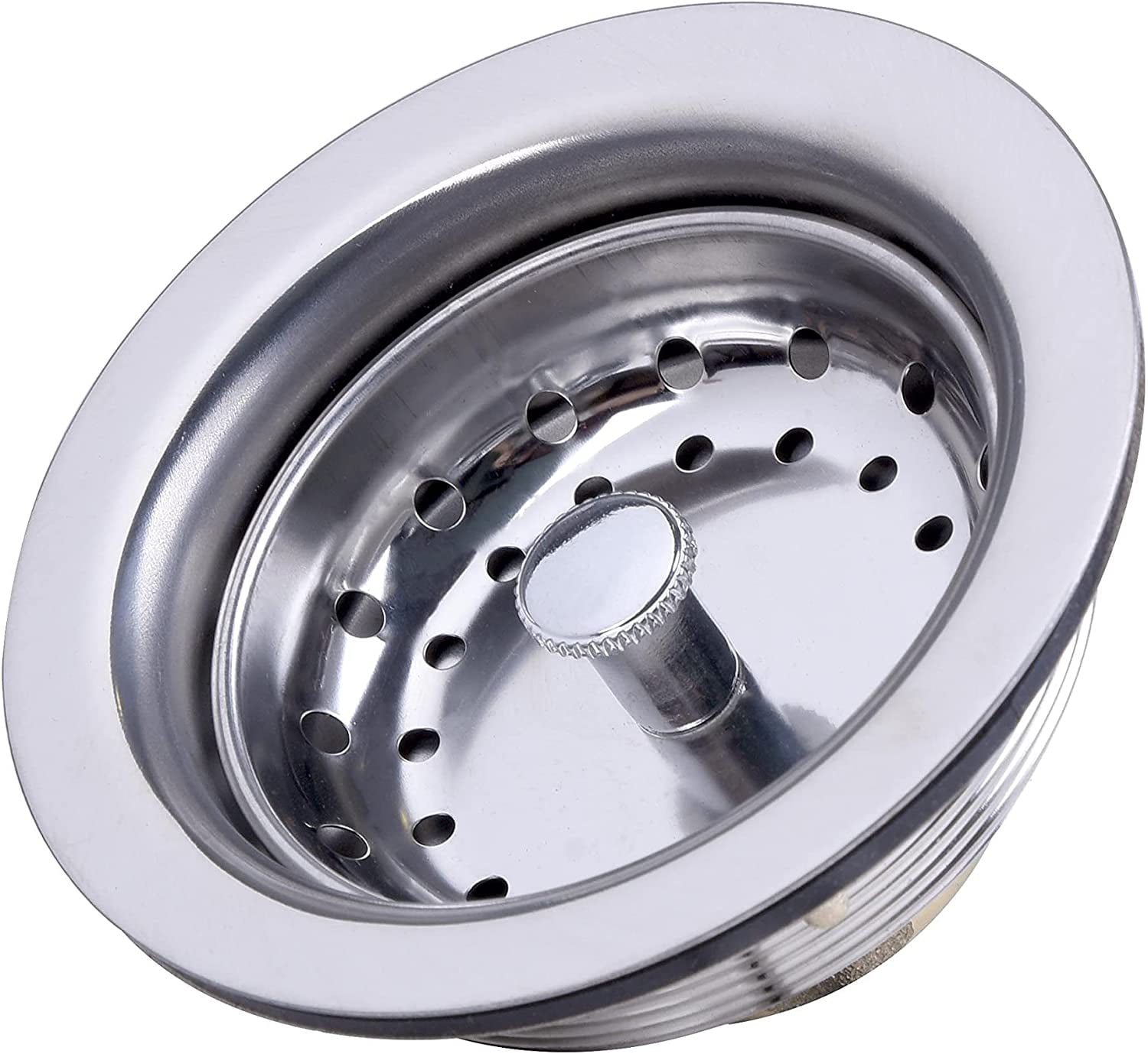 Chrome Finish Stainless Steel Kitchen Sink Drain Assembly with Strainer Basket