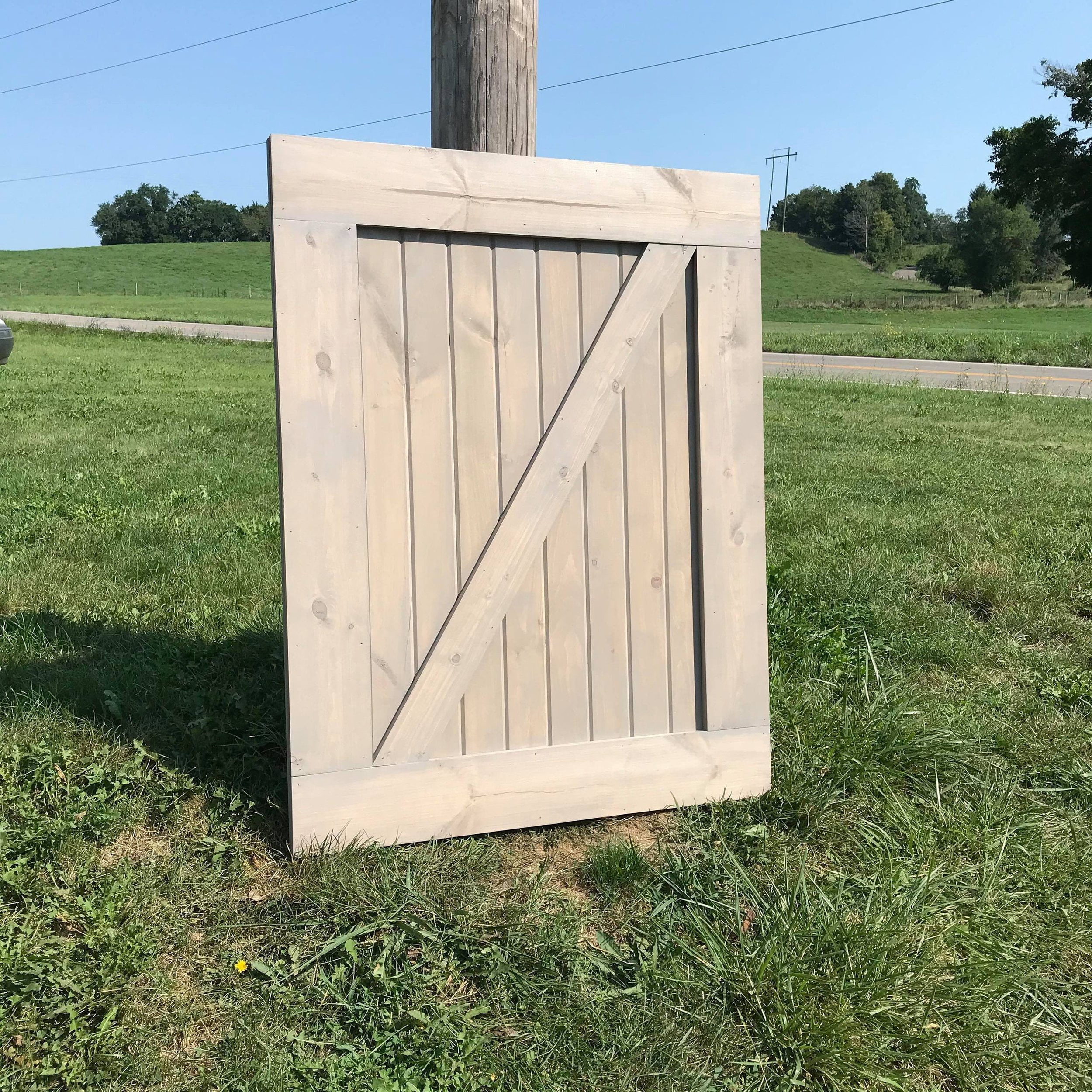 Stumps Custom Wood Barn Door Style Baby/Pet Gate for Stylish Home Safety and Security 59-60 Inches Height x 47-49 Inches Width
