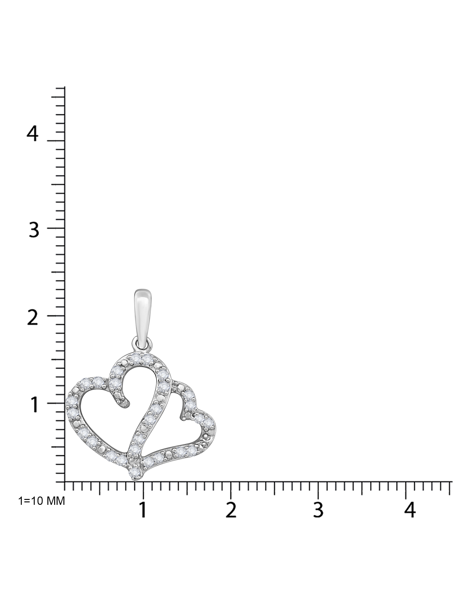 Sterling Silver 1/4 Ct.T.W. Diamond Dual Heart Pendant
