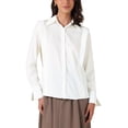 thumbnail image 1 of Camisas de Botón de Manga Larga para Mujeres Blusas de Chiffon Casual Tops de Trabajo con Cuello 2025 2XL Blanca, 1 of 6