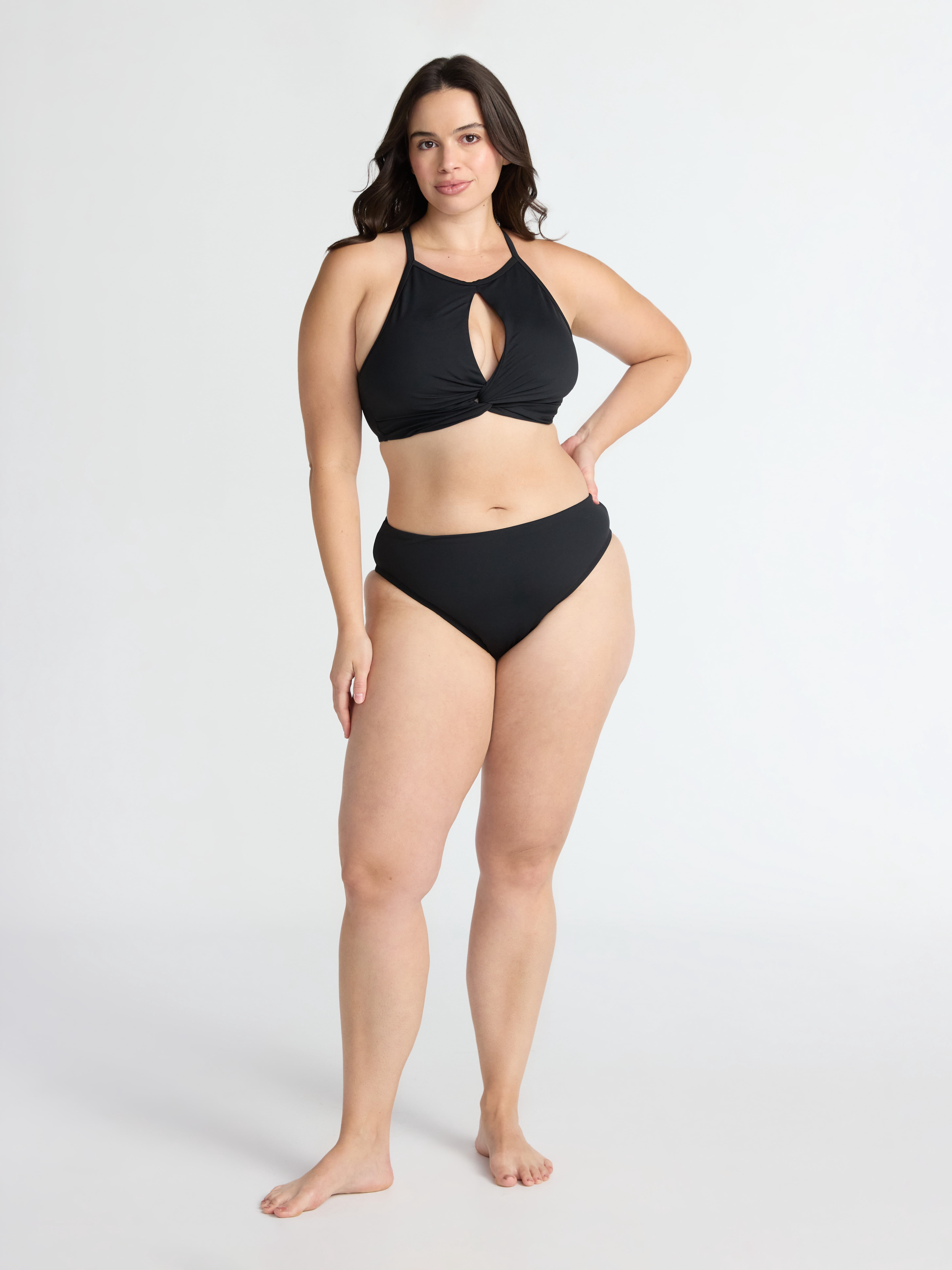 Time and Tru Women's Core High Neck Cutout Bikini Top, Sizes XS - 2X