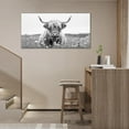 thumbnail image 6 of Asdg76s-Highland Cow Extra Large Wall Art for Living Room Black and White Canvas Western Scottish Cow Framed Prints Oversize Cattle Pictures Painting Artwork Office Decor 60"x30", 6 of 7