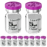 Sterile Empty Vials with Self Healing Injection Port,with Flip Off Aluminum Cap,Sterile Package (5ml,10)
