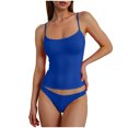 thumbnail image 1 of Staki White Top Women Sleeveless Scoop Neck Ribbed Tank Top Fitted Summer Basic Cami T-Shirts(Blue,S), 1 of 5