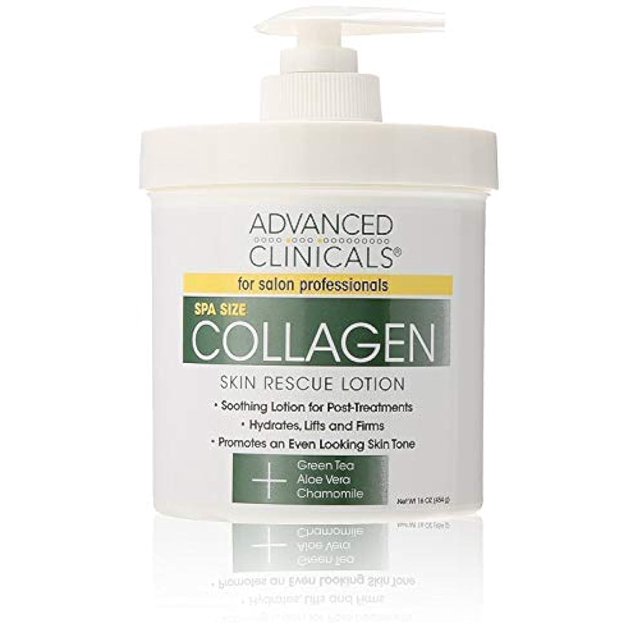Loción de rescate de la piel con colágeno de Advanced Clinicals: hidrata, reafirma y reafirma. Ideal para piel seca 16 onzas