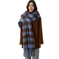 thumbnail image 5 of Women Plaid Scarf Chunky Oversized Winter Shawl Tassel Wrap Retro Literary Style Warm Wide Scarf for Ladies Gifts, 5 of 8