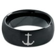thumbnail image 2 of Tungsten Anchor Band Ring 8mm Men Women Comfort Fit Black Dome Brushed Polished, 2 of 4