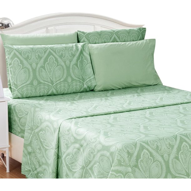 Paisley Printed Bed Sheet Set Egyptian Quality Bedding Set 6 Piece1 Fitted Bed Sheet1 Flat Sheet4 Pillow Covers Luxury Sheetskingsage By Lux Decor Collection - Walmartcom