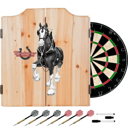 Budweiser Dart Cabinet Set with Darts and Board - Clydesdale Black