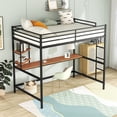 thumbnail image 3 of Aukfa Full Size Loft Bed with Desk and Shelves for Adults Teens, Heavy Duty Metal Bed Frame, Black, 3 of 10