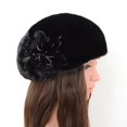 thumbnail image 3 of Boina de piel auténtica de visón para mujer, gorros de piel de invierno, boinas a la moda para mujer, gorros cálidos para boinas para mujer, 3 of 5