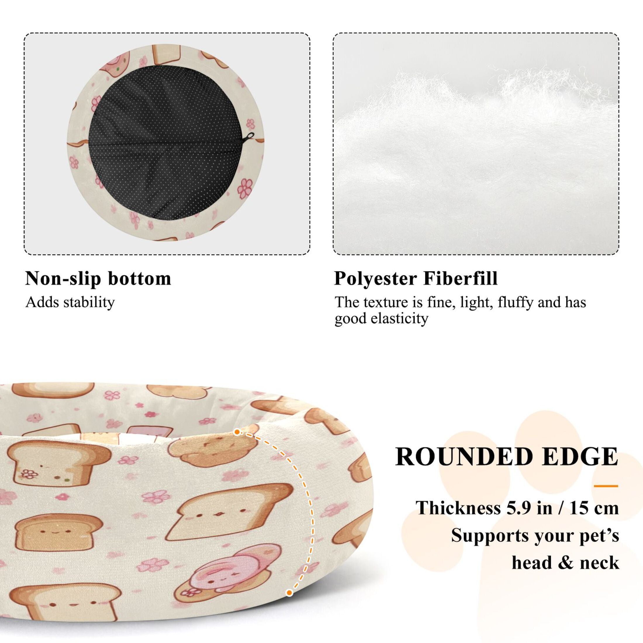 Iauyy Pet Couch Donut Cat Bed for Indoor Cats/Small Dogs Washable & Machine with Non-slip Bottom Calming Cat Furniture, Cartoon Bread Man (S)