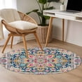 thumbnail image 5 of Area Rug 36in, Ethnic Wind Flowers Patterns Floor Carpet Living Room Rug, Vintage Bohemian Art Non-Slip Welcome Mat Indoor Rugs for Bedroom Dining Room, 5 of 9