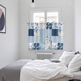 thumbnail image 3 of Blue Floral Kitchen Curtains Window Panels, Spring Flowers Plants Patchwork Grid Bohemia Insulated Window Treatment Curtain, Grommet Curtains for Bedroom/Living Room/Bathroom, 2 Piece 52"Wx63"L, 3 of 8