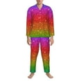 thumbnail image 4 of Kll Rainbow Glitter Sleepwear Mens Flannel Pajamas,Long Cotton Pj Set, 4 of 9