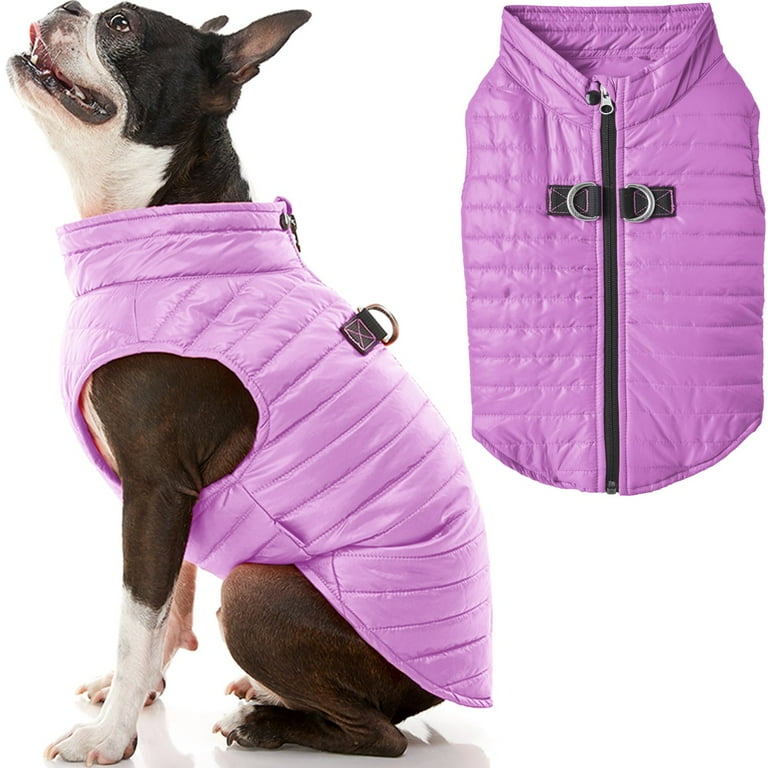 Gooby Puffer Vest Dog Jacket Purple Medium Ultra Thin Zip Up