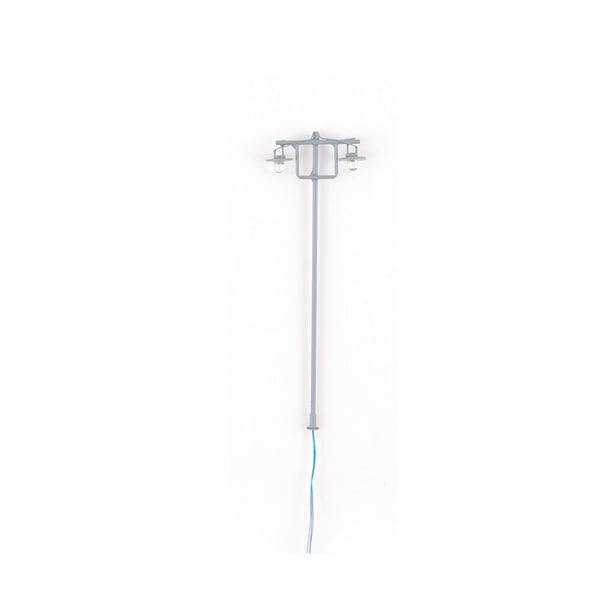 Yuarrent Modelo de lámpara de vía férrea, micropaisaje para exteriores, 1:87, poste de luz LED de Metal, luz de pista en miniatura, Artesanía Gris (luz blanca)