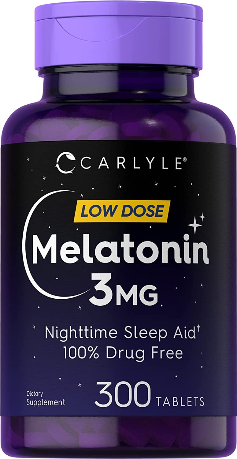 Carlyle Melatonin 3mg | 300 Tablets | Low Dose Sleep Aid | Drug Free | Vegetarian, Non-GMO, Gluten Free