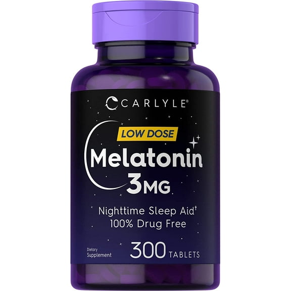 Melatonin 3mg | 300 Vegetarian Tablets for Men and Women | by Carlyle
