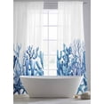 thumbnail image 4 of Nautical Coastal Sheer Curtains 108 Inch Length 2 Panels Set, Summer Ocean Coral Starfish Conch Blue Voile Window Treatment Semi Sheer Long Curtains Drapes for Bedroom/Living Room/Kitchen 52"x108"x2, 4 of 7