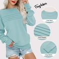 thumbnail image 3 of SWQZVT Sweatshirts for Women Long Sleeve Casual Pullover Tops Fashion Fall Cute Pleated Knit Blue Womens Sweatshirt L, 3 of 6