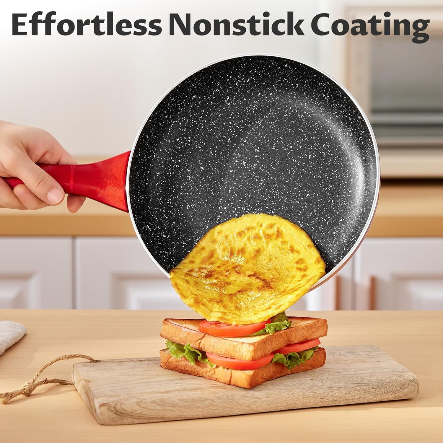 Nonstick Frying Pans Set 3 Piece, Skillets and Frying Pans 9.5, 11, 10.2 Inch, Dishwasher Safe Kitchen Cooking Pan, Non Stick Pan for induction cooktop, Omelette  Pan with Stay Cool Handle