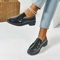 thumbnail image 5 of Viluyesy Patent Leather Loafers for Womens, Slip-On Chunky Heels British Style Casual Dressy Business Penny Shoes Black US6.5, 5 of 9