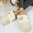 thumbnail image 6 of SYMSHOES Womens Beige Mule Slippers - Faux Faux Fur Lined Warm Cozy Slip-On Slippers with Metal Buckle, Lightweight EVA Sole Platform Slippers for Indoor Outdoor Wear,Size 38, 6 of 9