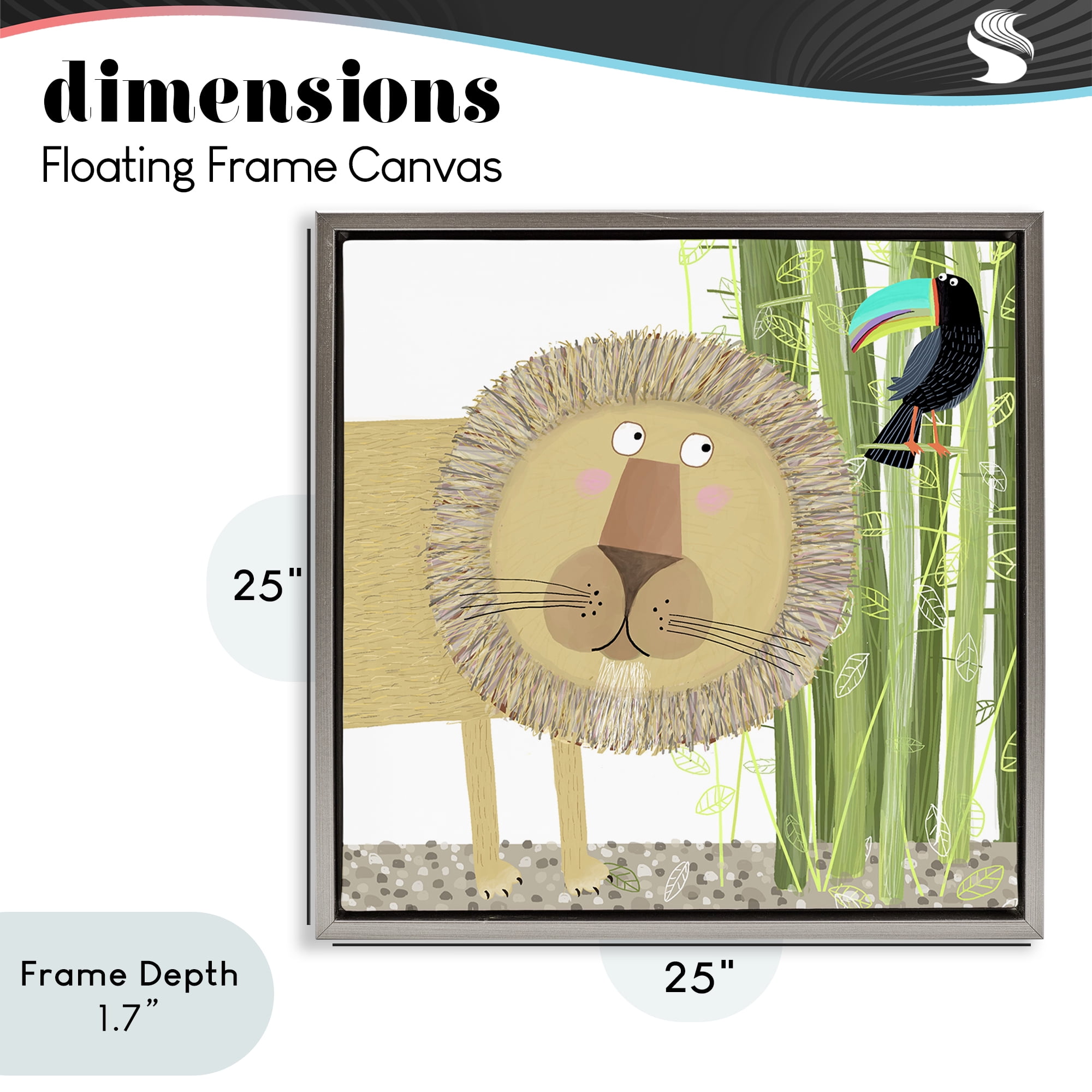 Stupell Industries Lion with Bamboo Trees & Toucan Gray Framed Floater Canvas Wall Art, design by Carla Daly